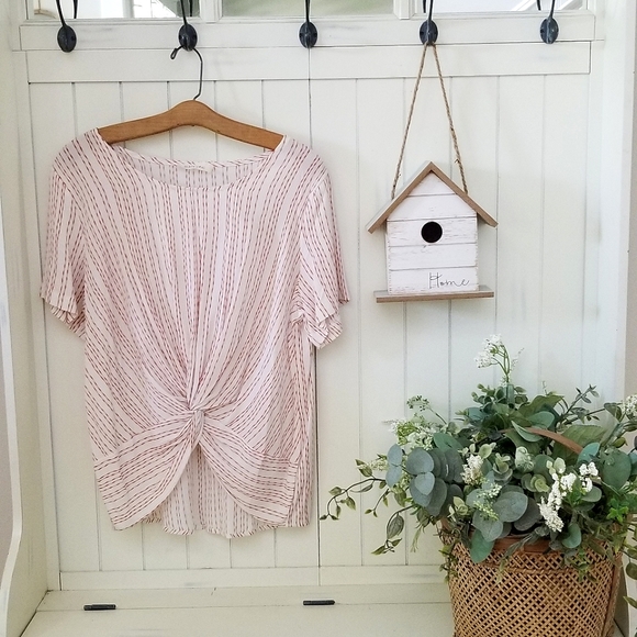 NWT! Böhme S/S Pattern Rust/Cream Knot Top Blouse - Picture 7 of 12